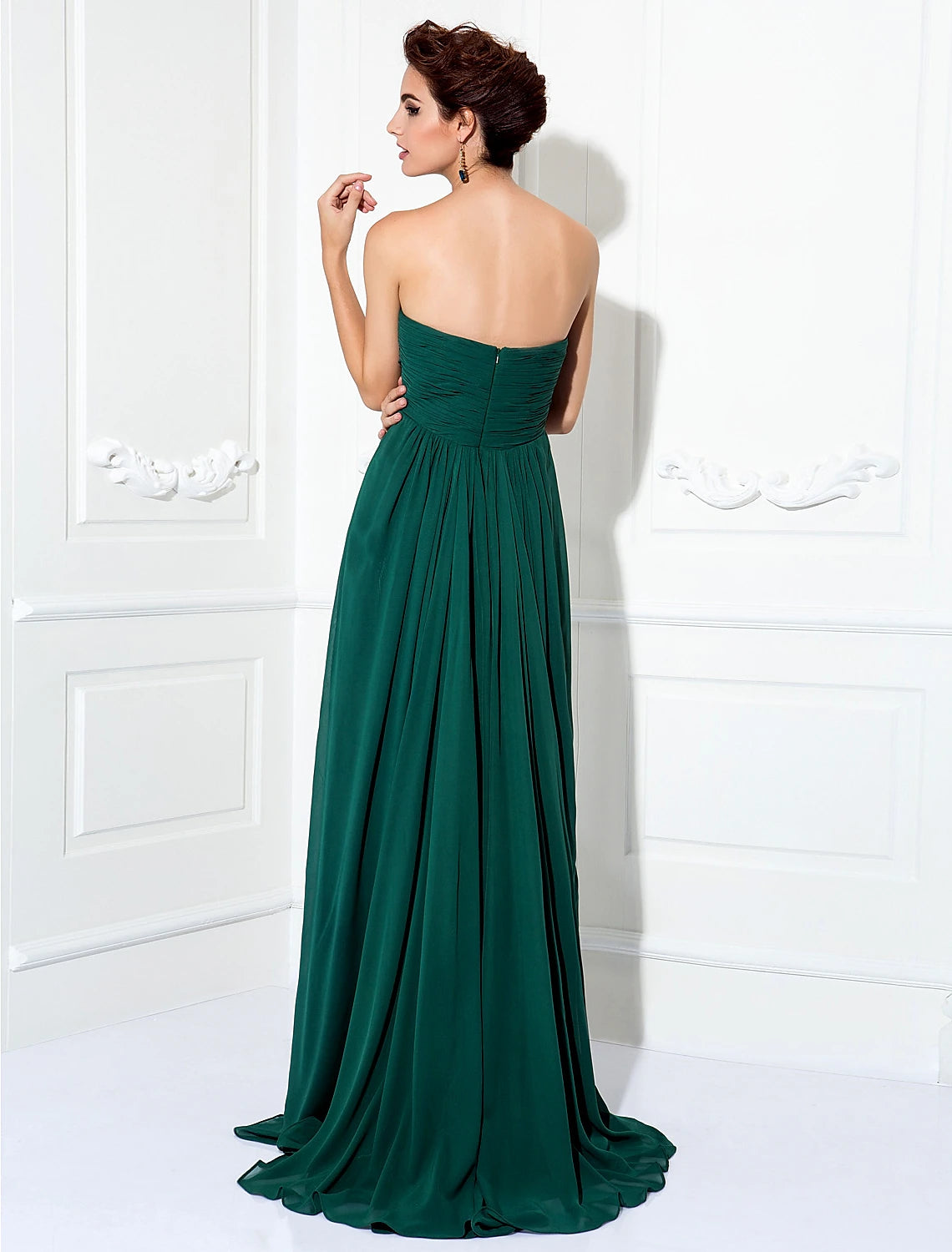 Wholesale  A-Line Minimalist Dress Wedding Guest Formal Evening Sweep / Brush Train Sleeveless Strapless Chiffon with Pleats Ruched